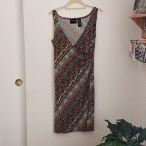axcess turquoise and brown print dress